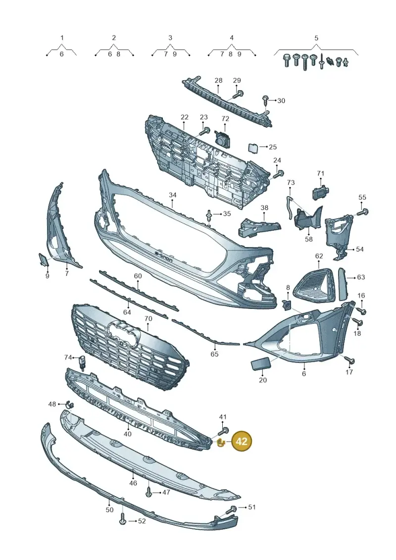 1J0955846 — Audi Q8 e-tron (2018-2020) diagram 586807250, position 42