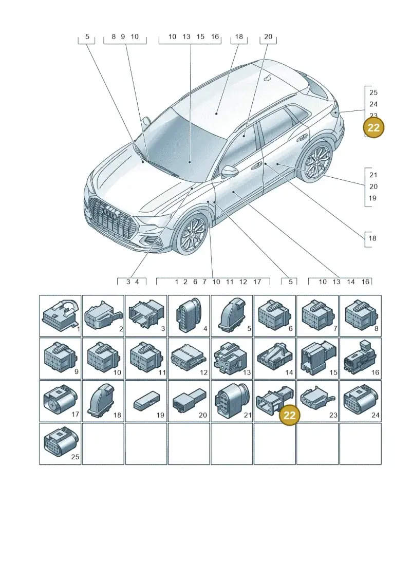 1J0972761 — Audi RSQ3 Sportback (2019-2024) diagram 597971820, position 22
