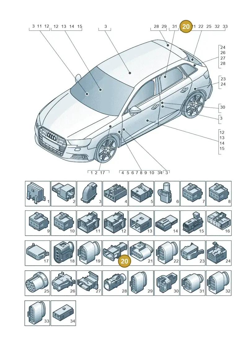 1J0972761 — Audi RS3 Limousine (2017-2020) diagram 890971790, position 20