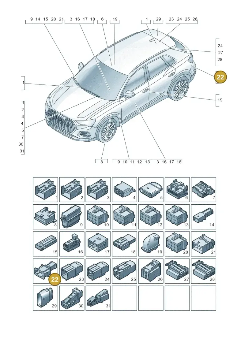 1J0972761 — Audi Q4 Sportback (2021-2022) diagram 89a971820, position 22