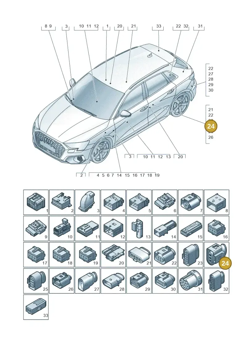 1J0973753 — Audi A3 Sportback (2019-2021) diagram 596971820, position 24