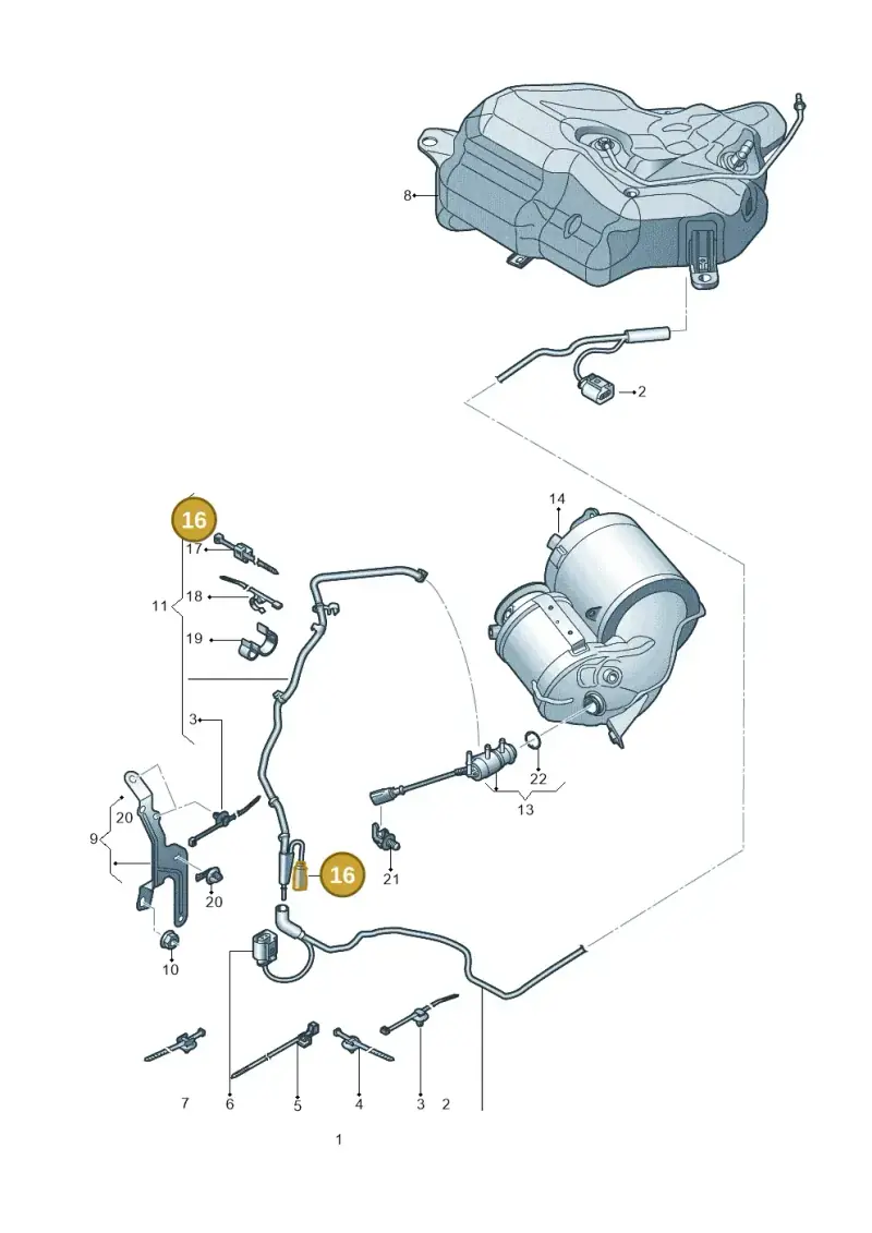 1J0973822A — Audi A7 Sportback (2014-2018) diagram 798201340, position 16