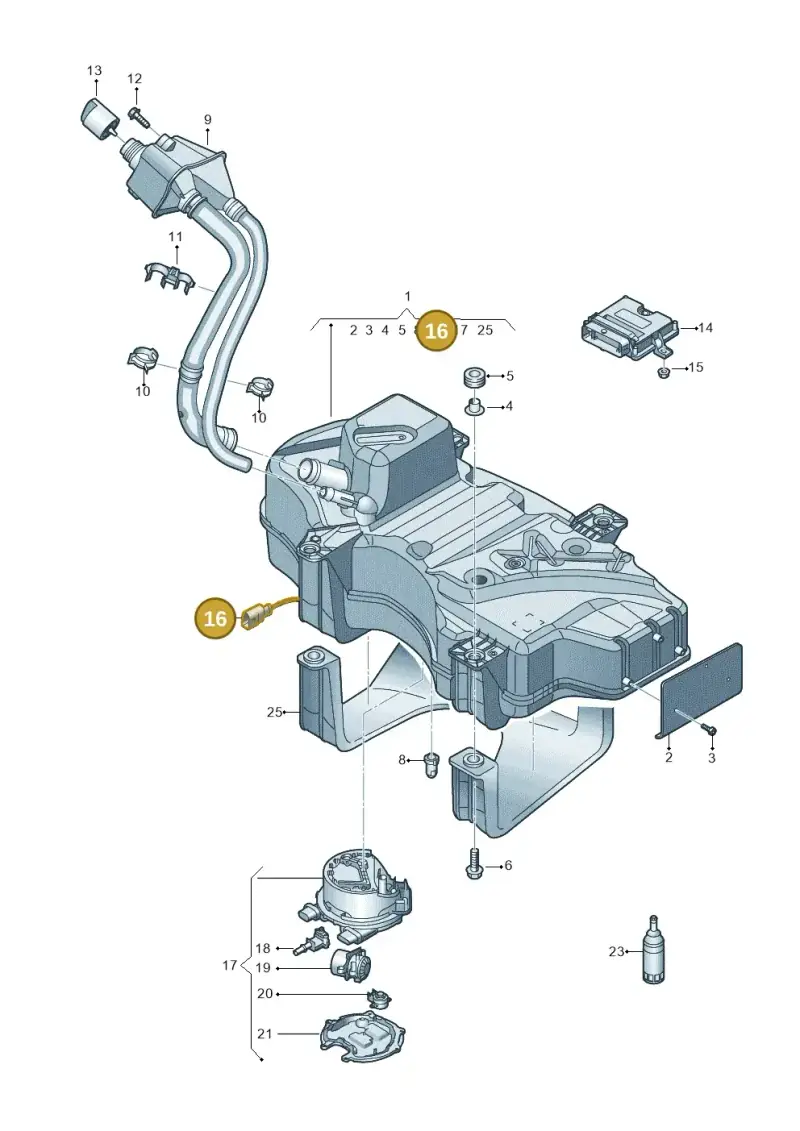 1J0973822A — Audi Q5 (2016-2020) diagram 896201400, position 16