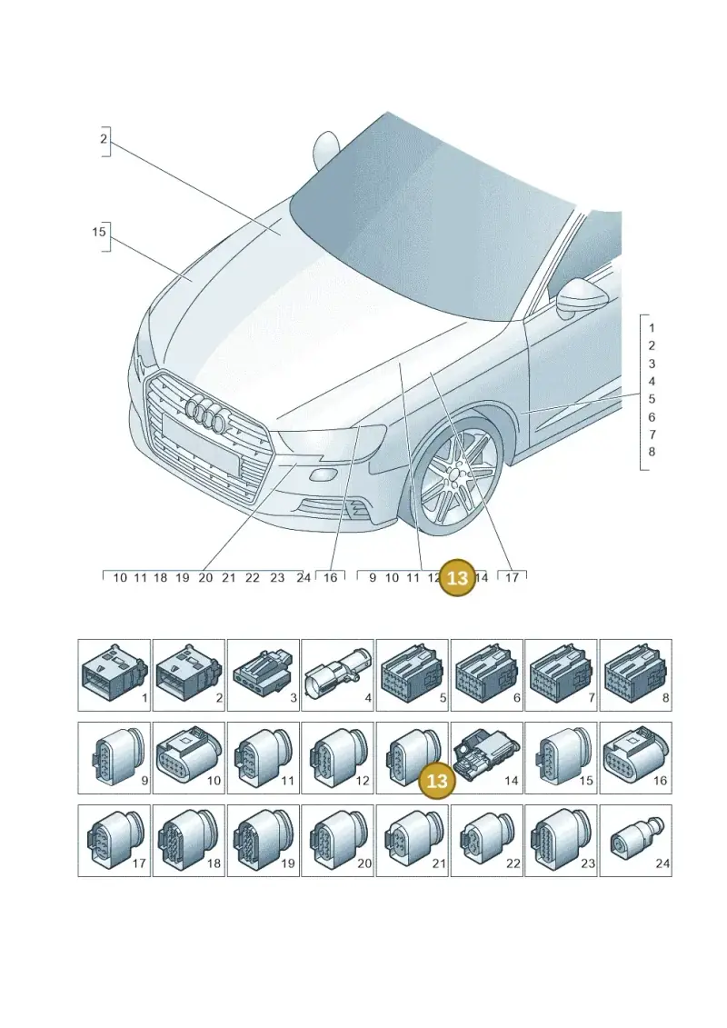 1J0973824 — Audi RS3 Limousine (2017-2020) diagram 890971860, position 13