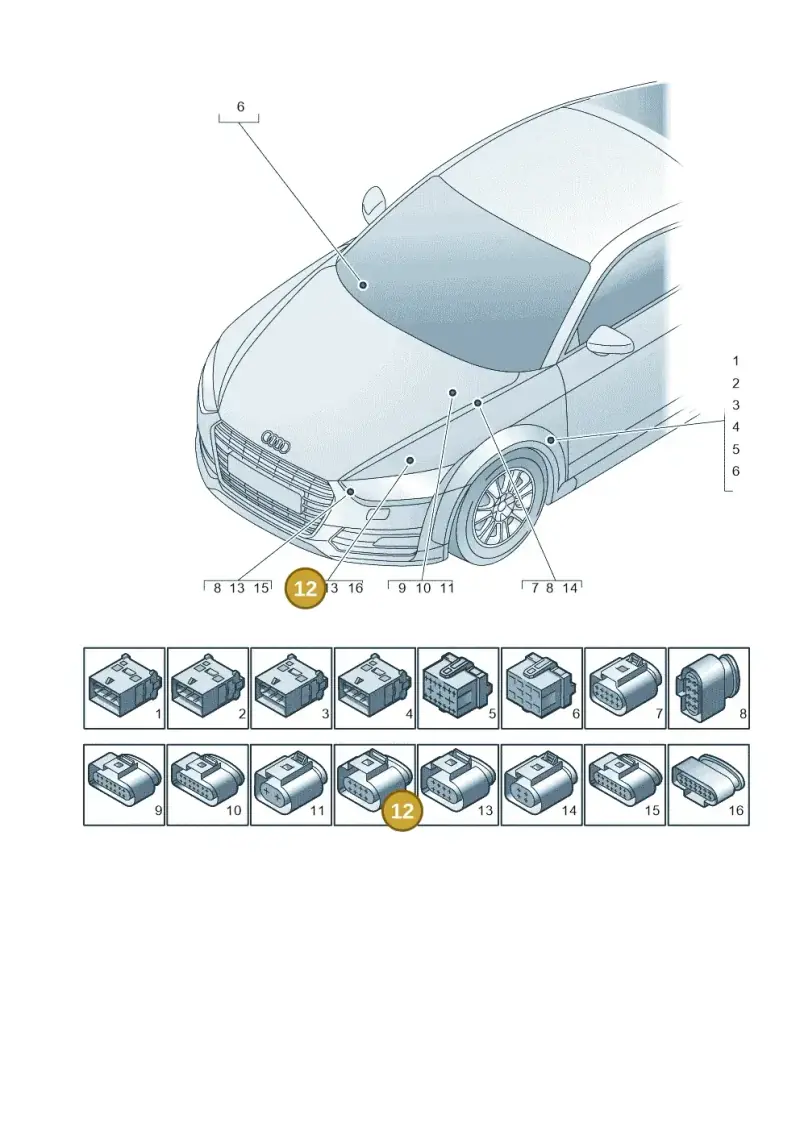 1J0973835 — Audi TTRS Coupe (2016-2023) diagram 850971860, position 12
