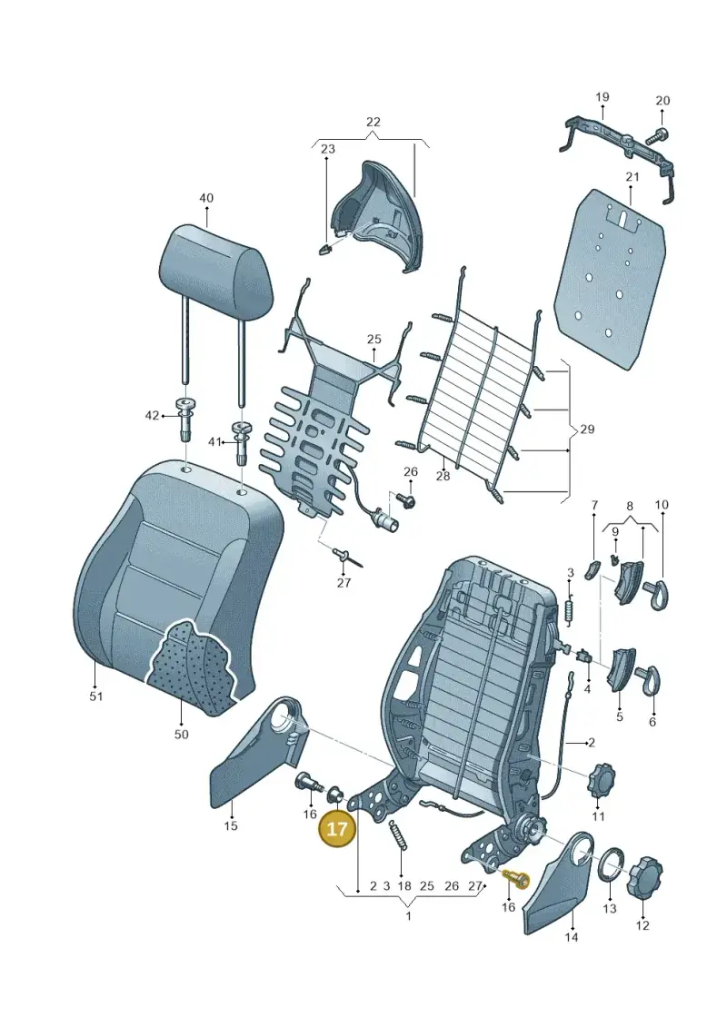 1J3881493 — Audi A1 Sportback (2010-2015) diagram 708881500, position 17