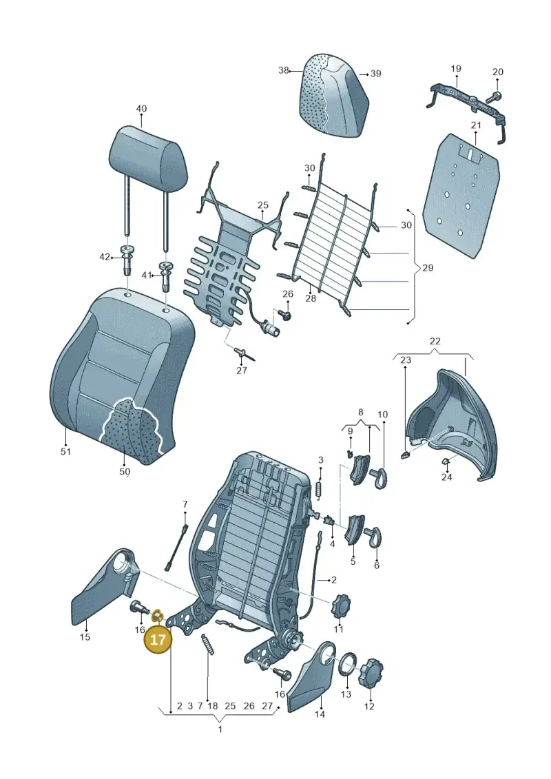 1J3881493 — Audi A1 Sportback (2014-2018) diagram 792881500, position 17