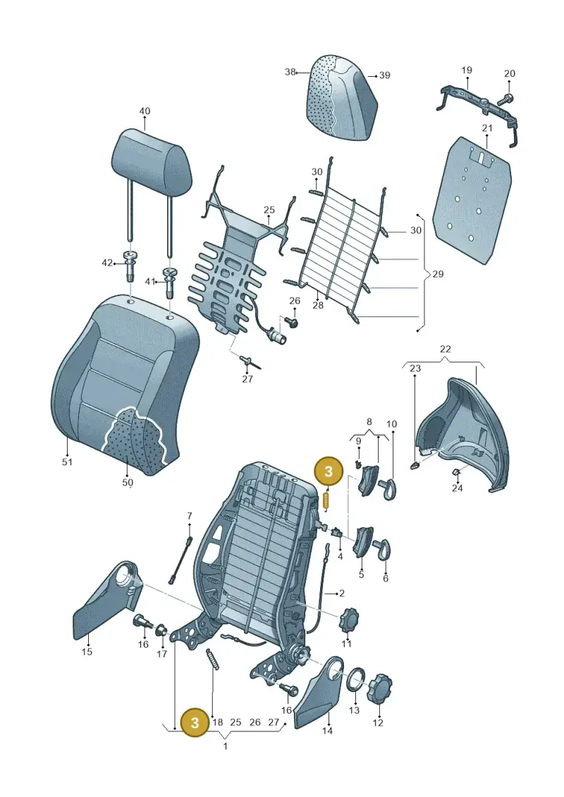 1J3881619 — Audi A1 Sportback (2014-2018) diagram 792881500, position 3