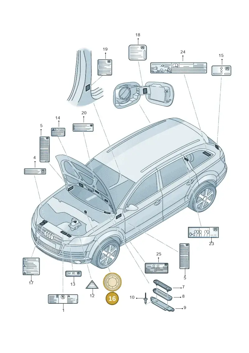 1K0010358C — Audi Q7 qu. 3.0 TDI (2009-2015) diagram 493010050, position 16