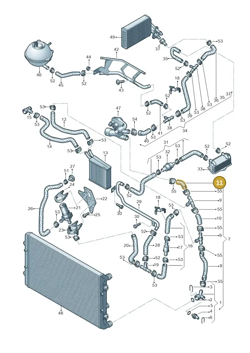 1K0121051Q — Audi A3 Sportback (2008-2013) diagram 412121610, position 11