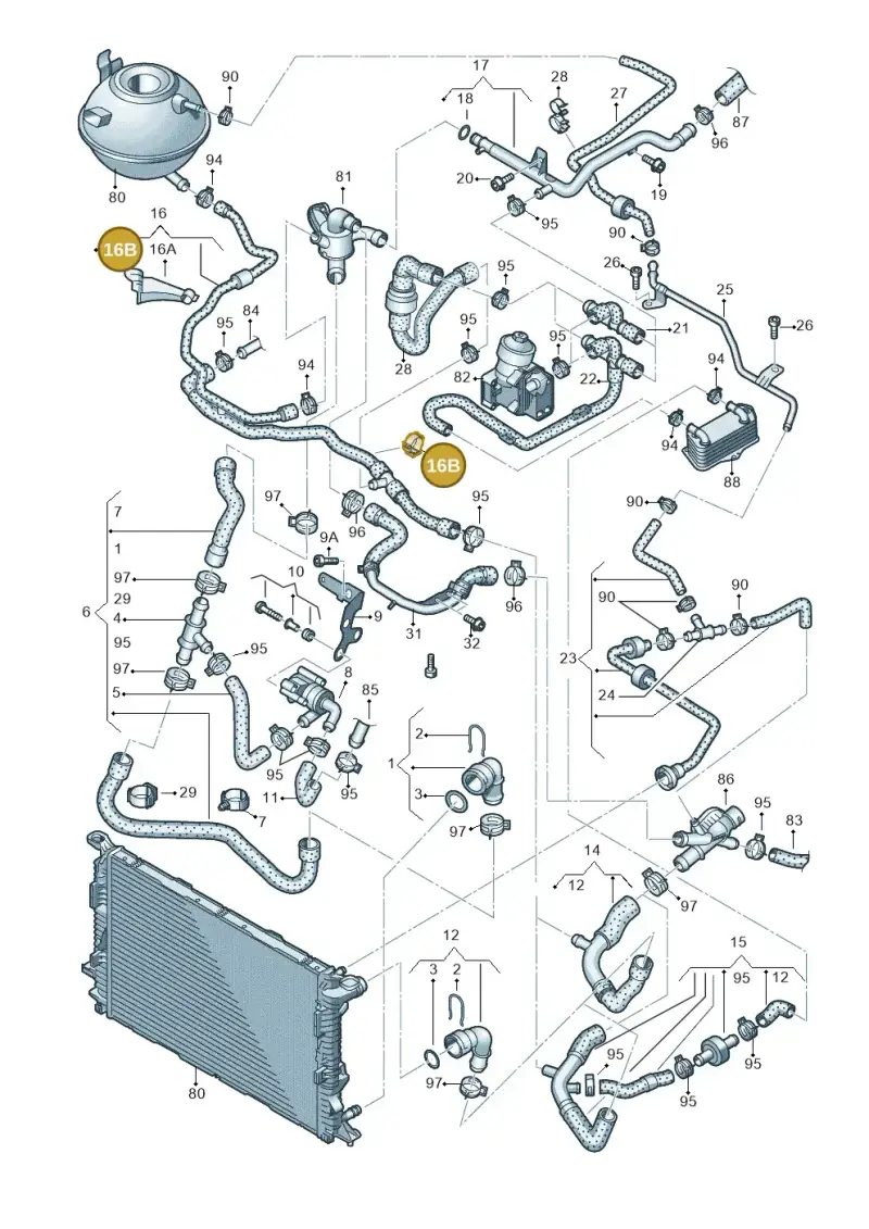 1K0121093CB — Audi Q3 2.0 TDI (2014-2019) diagram 728121200, position 16B