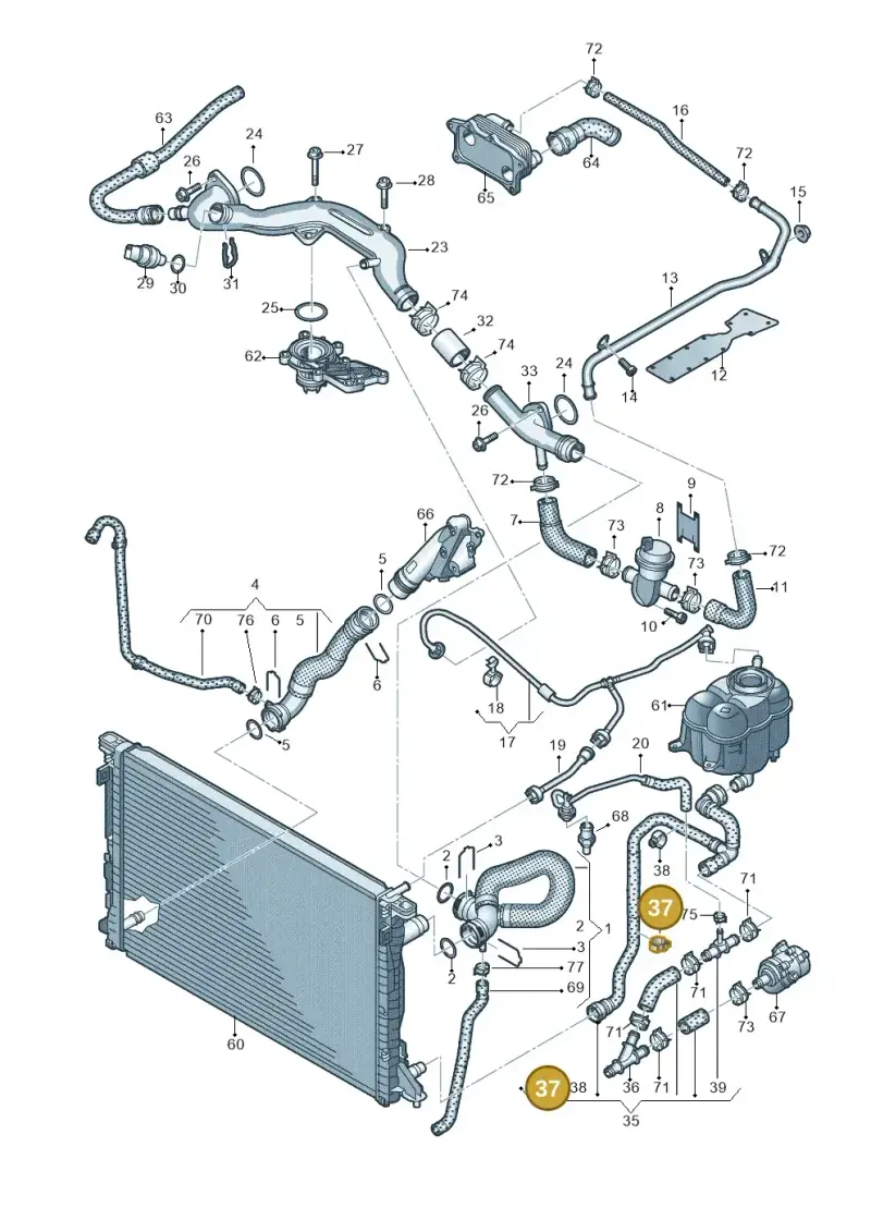 1K0121093CB — Audi Q7 qu. 3.0 TDI (2015-2019) diagram 859121410, position 37