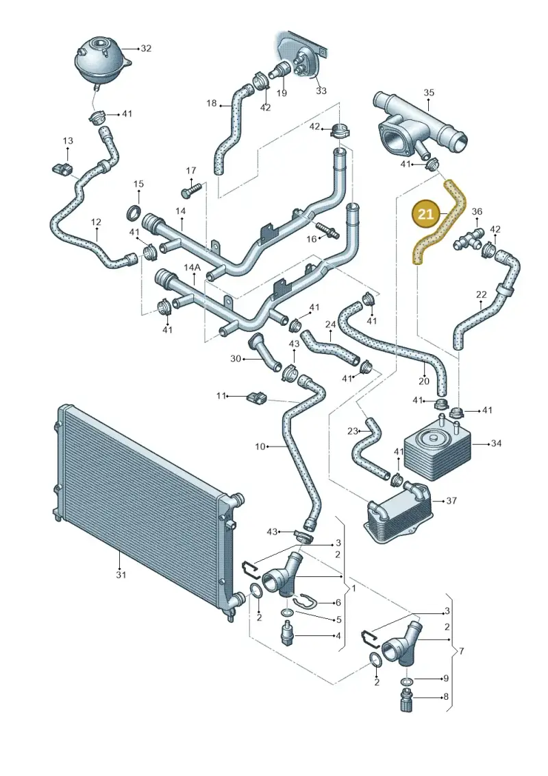 1K0121096AB — Audi A3 Sportback (2008-2013) diagram 412121420, position 21