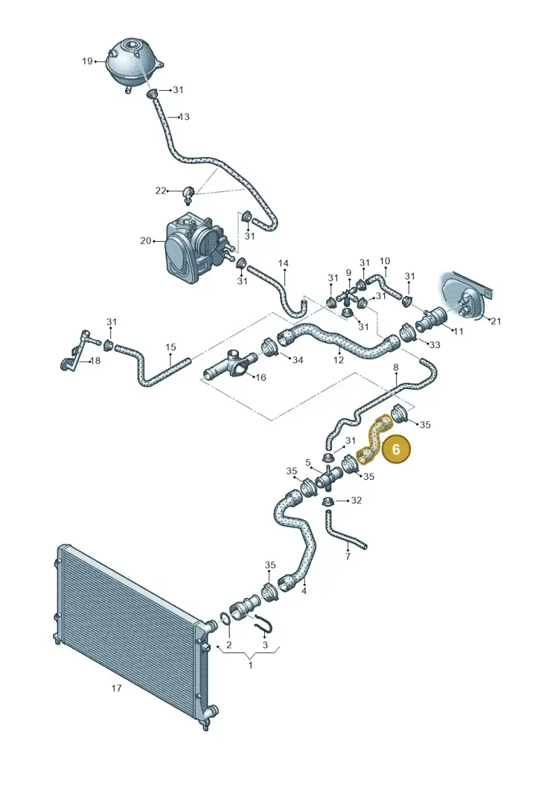 1K0121101E — Audi A3 Sportback (2008-2013) diagram 412121300, position 6
