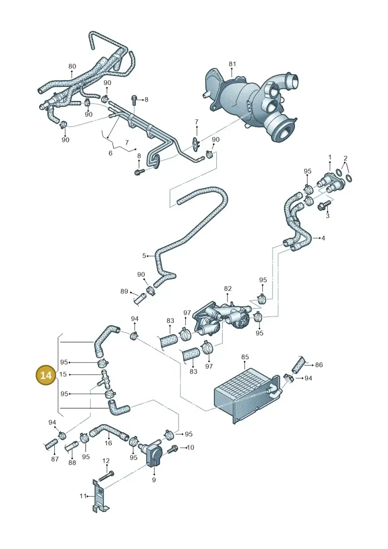 1K0122063P — Audi A1 Sportback (2010-2015) diagram 672121170, position 14