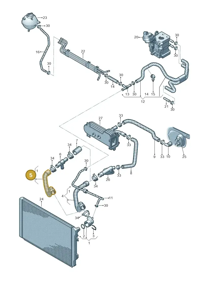 1K0122101BQ — Audi A3 Sportback (2008-2013) diagram 412121410, position 5