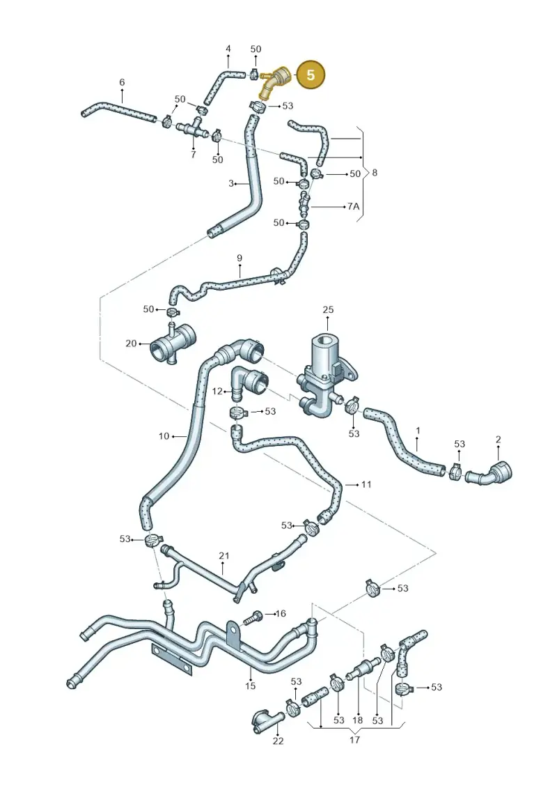 1K0122291AA — Audi A3 Sportback (2008-2013) diagram 409121190, position 5