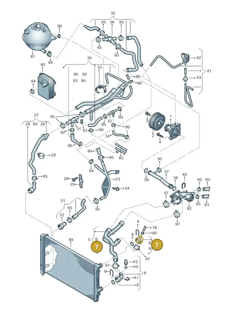 1K0122291BQ — Audi A3 Sportback (2008-2013) diagram 649121100, position 7