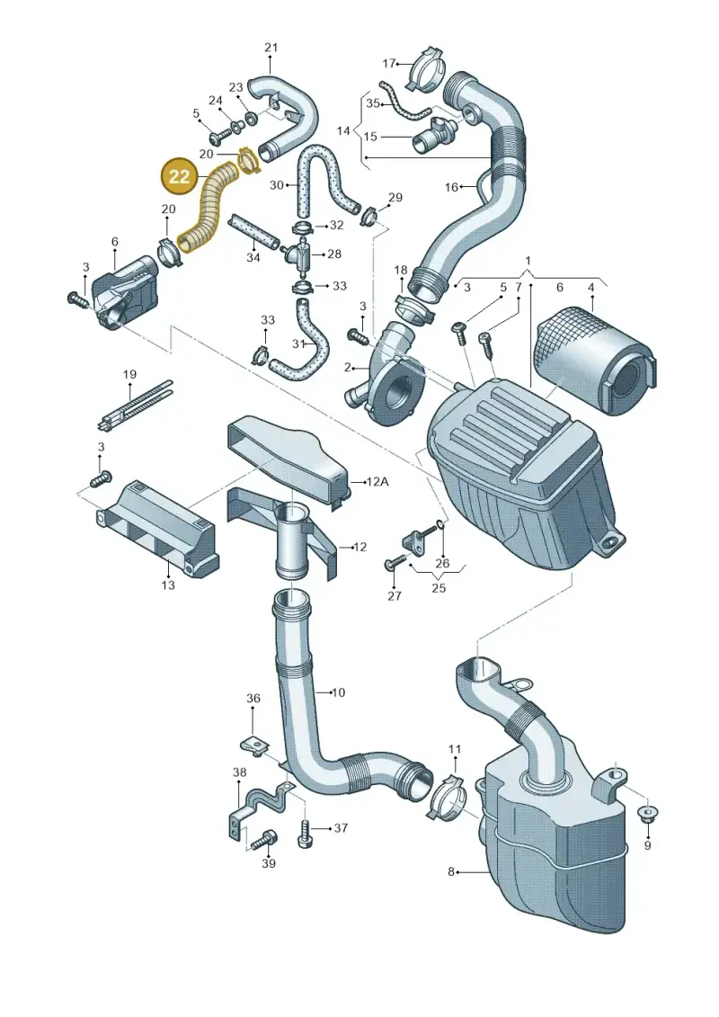 1K0129087B — Audi A3 Sportback (2008-2013) diagram 412133050, position 22