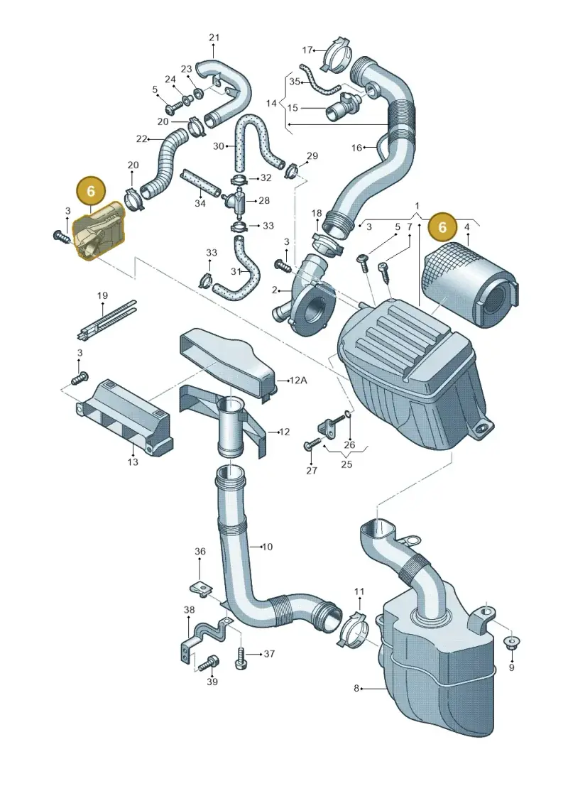 1K0129594 — Audi A3 Sportback (2008-2013) diagram 412133050, position 6