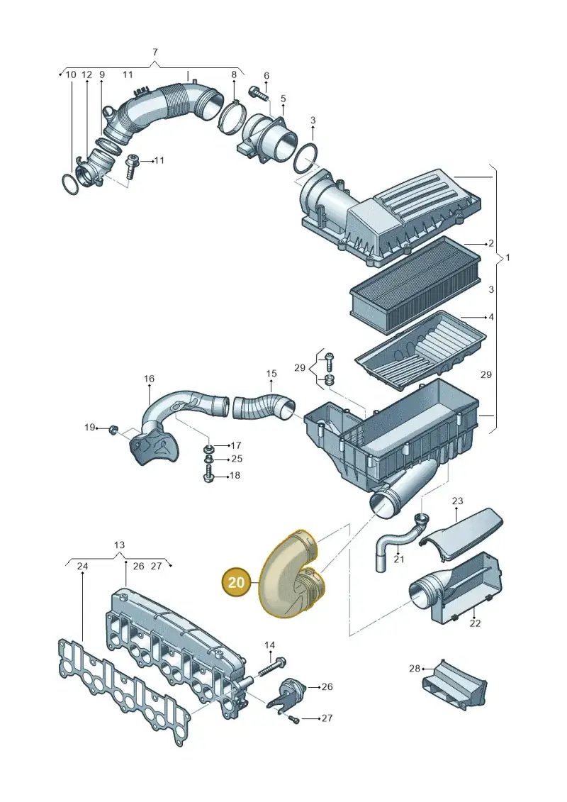 1K0129618BK — Audi A3/S3/Sportb./qu. 08 (2007-) diagram 412129600, position 20