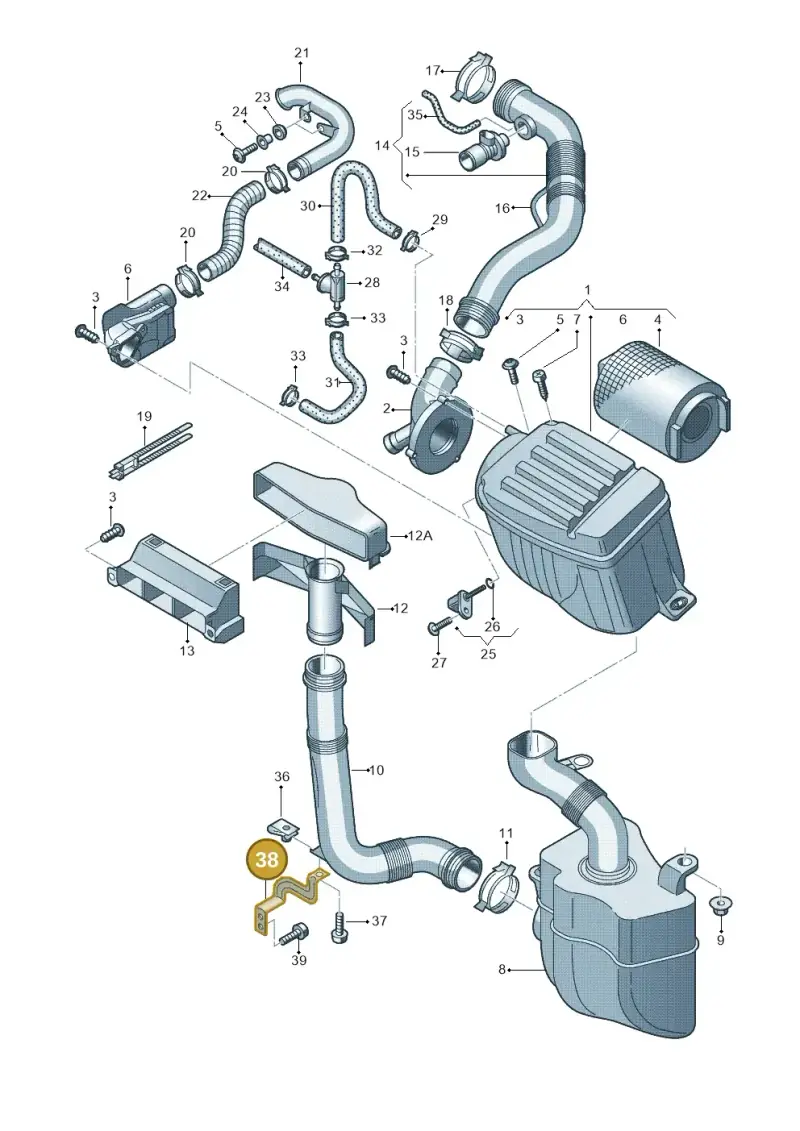 1K0129648A — Audi A3 Sportback (2008-2013) diagram 412133050, position 38
