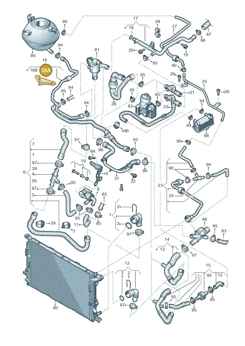 1K0133687B — Audi Q3 2.0 TDI (2014-2019) diagram 728121200, position 16A
