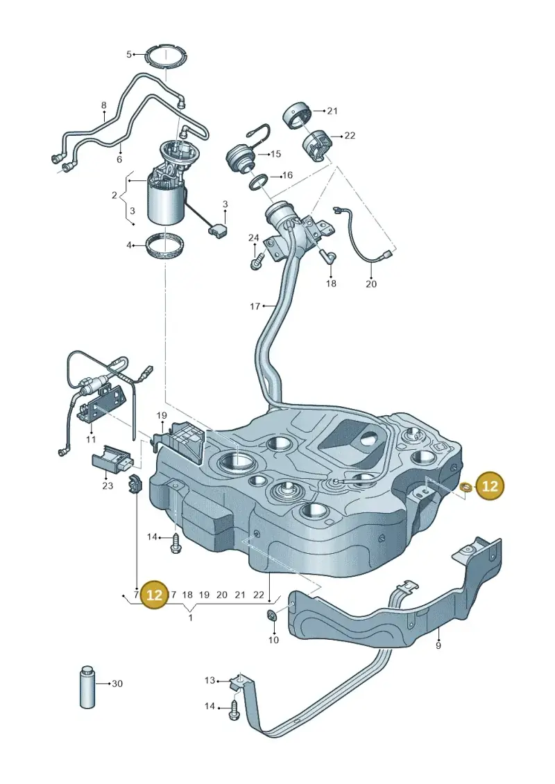 1K0201048A — Audi A3 Sportback (2016-2020) diagram 890201150, position 12