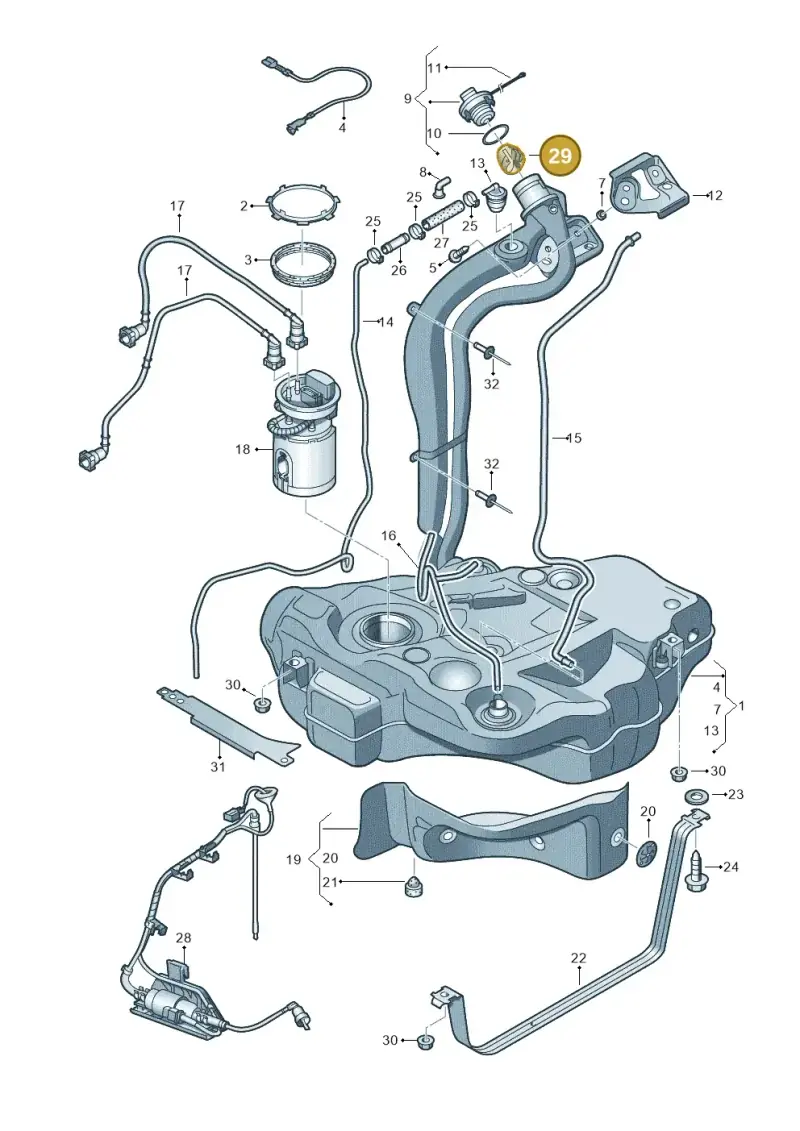 1K0201112D — Audi A3 Sportback (2008-2013) diagram 412201000, position 29