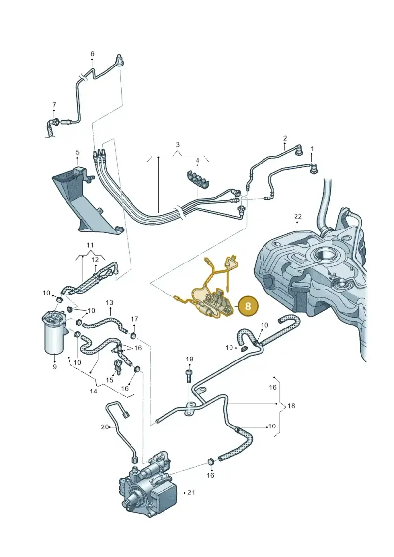1K0201607P — Audi A3 Sportback (2008-2013) diagram 646201230, position 8