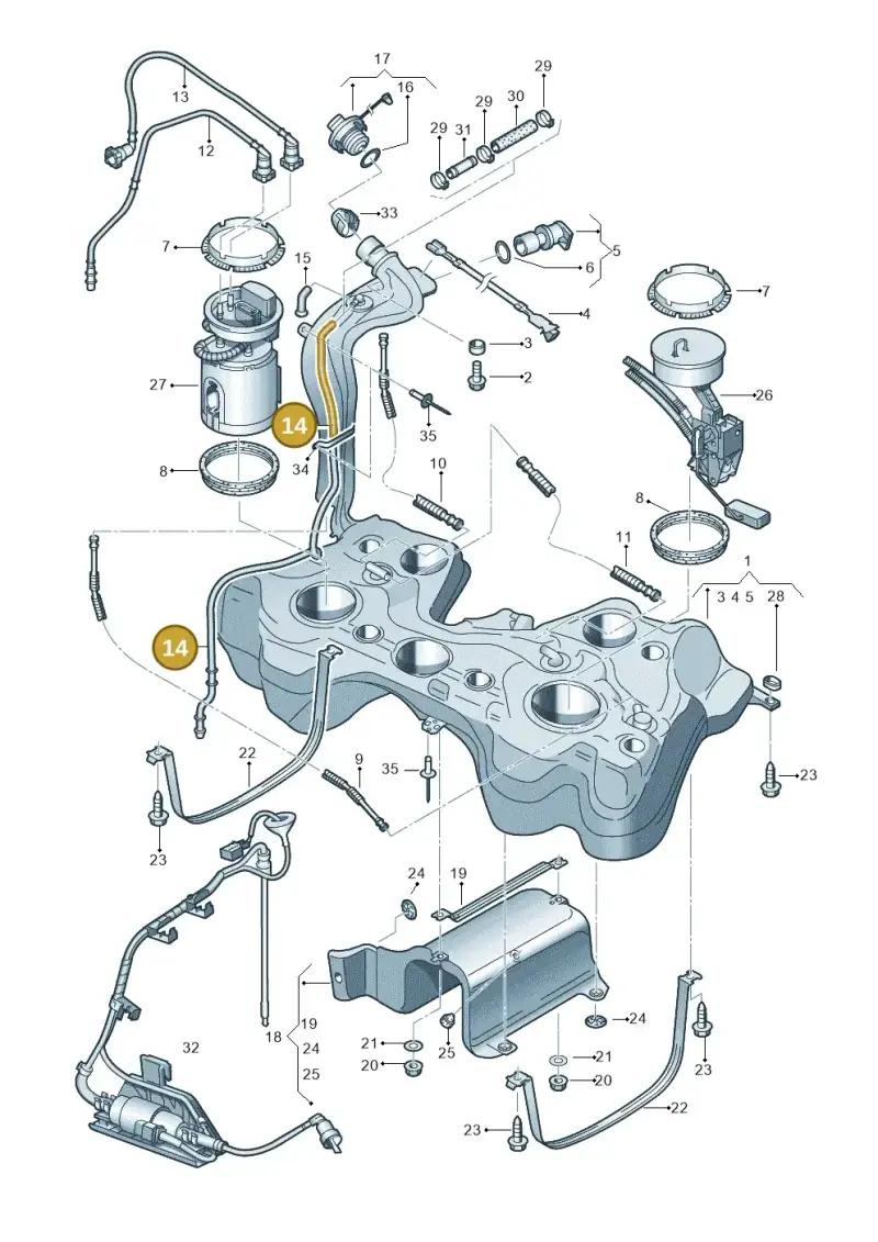 1K0201931D — Audi RS3 Sportback (2011-2012) diagram 412201100, position 14