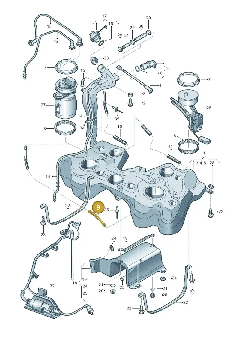 1K0201995E — Audi RS3 Sportback (2011-2012) diagram 412201100, position 9