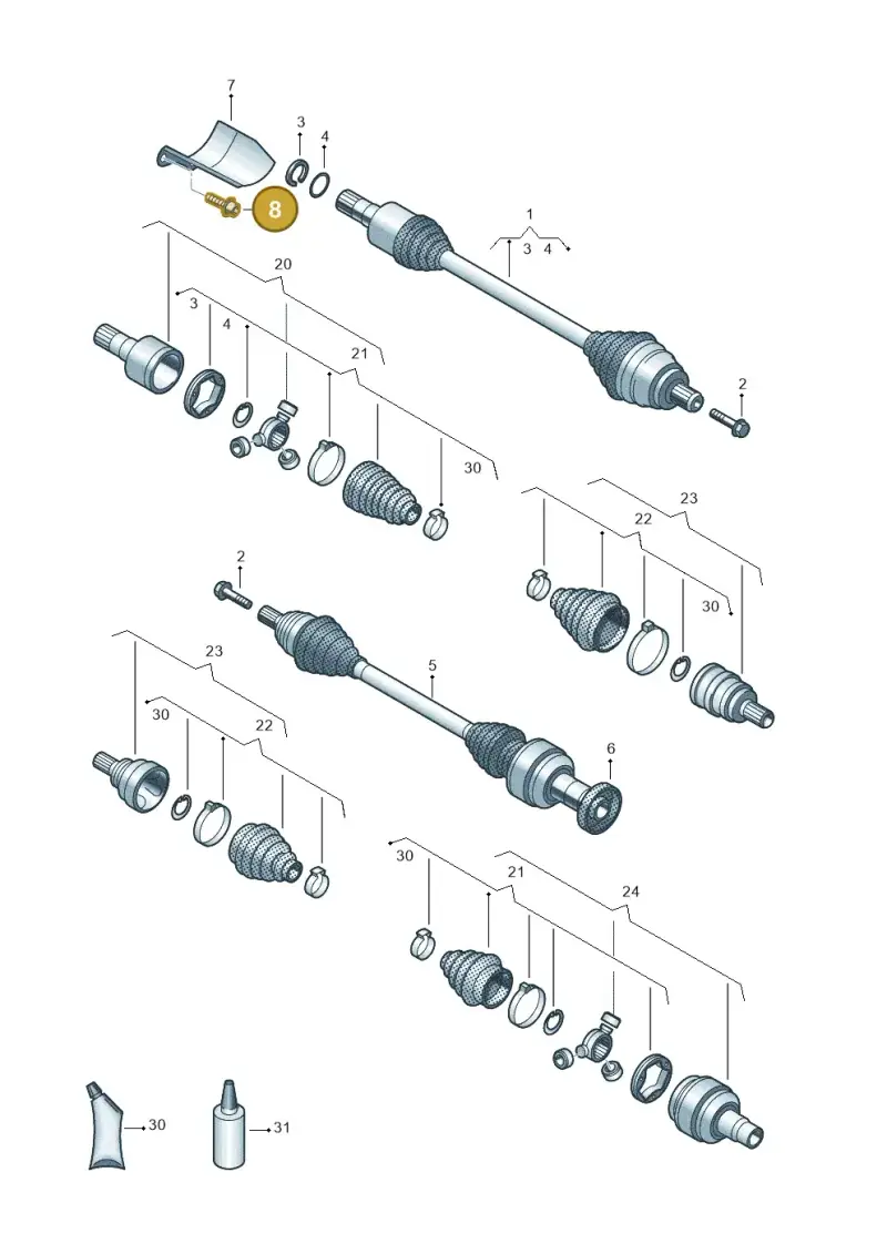 1K0407407 — Audi RSQ3 Sportback (2019-2024) diagram 884407700, position 8