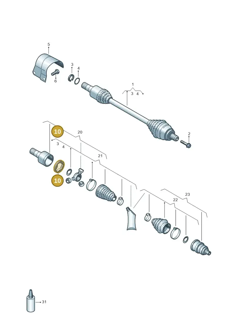 1K0407413A — Audi A3 Sportback (2016-2020) diagram 855407560, position 10