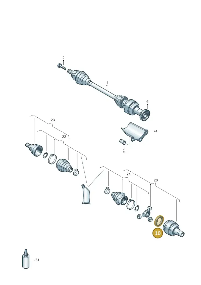 1K0407413A — Audi A3 Sportback (2019-2021) diagram 855407540, position 10
