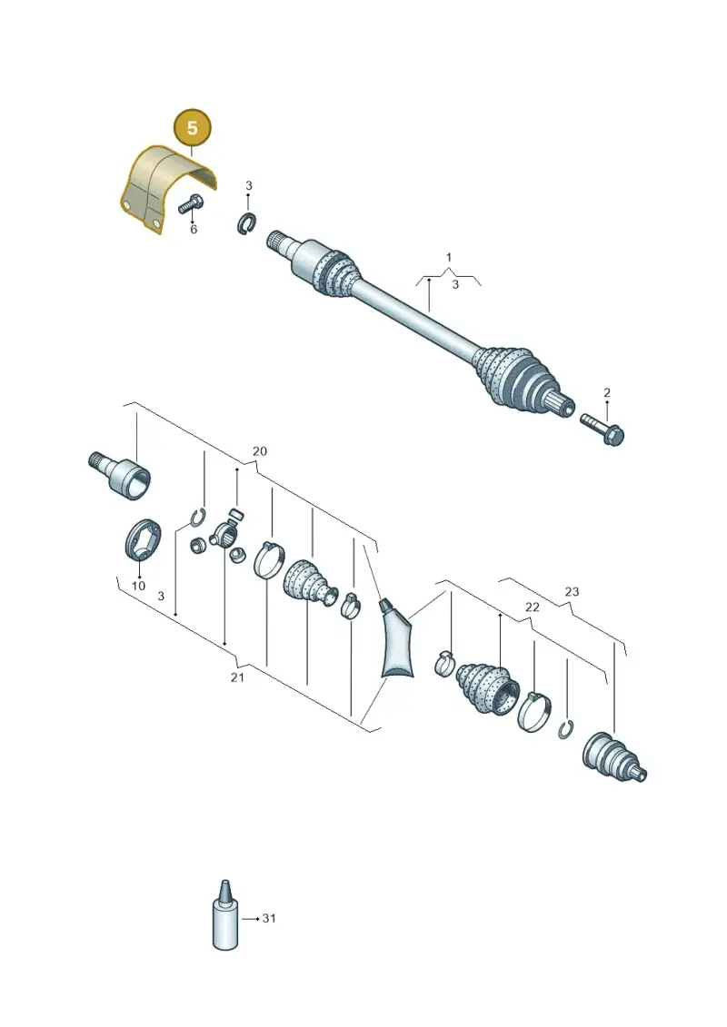 1K0407721G — Audi Q3 2.0 TDI (2014-2019) diagram 855407600, position 5