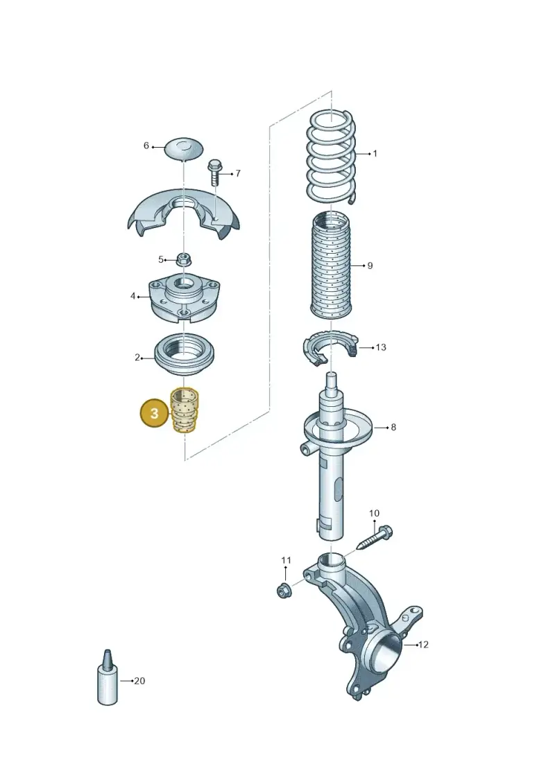 1K0412303B — Audi A3 Sportback (2019-2021) diagram 745411010, position 3
