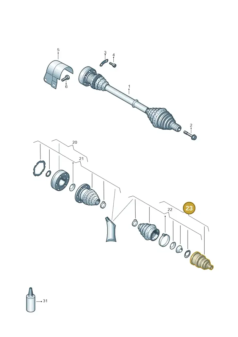 1K0498099 — Audi A3 Sportback (2016-2020) diagram 890407300, position 23