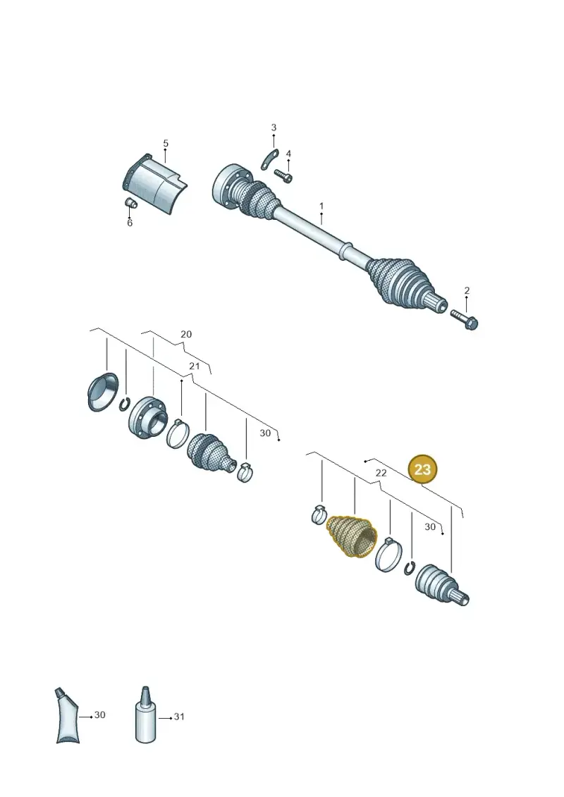 1K0498099MX — Audi Q3 quattro (2018-2019) diagram 884407300, position 23