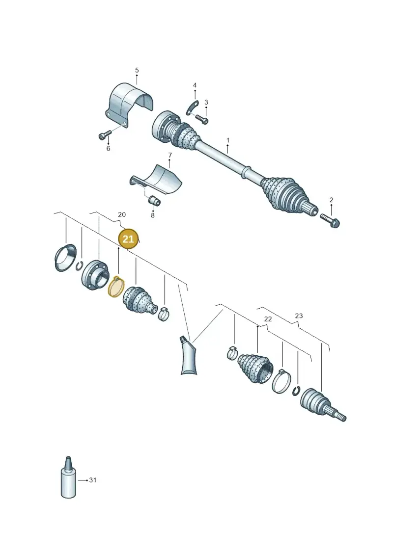 1K0498201F — Audi A3 Sportback (2016-2020) diagram 890407500, position 21
