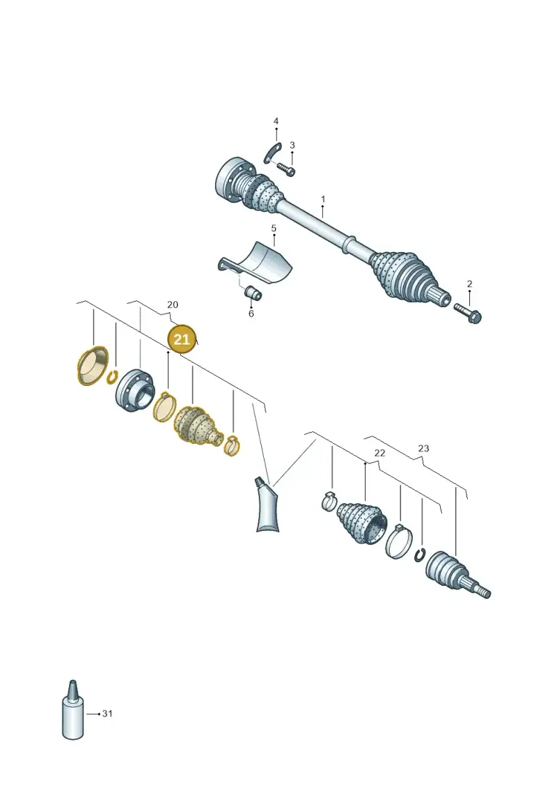 1K0498201F — Audi A3 Sportback (2016-2020) diagram 890407560, position 21