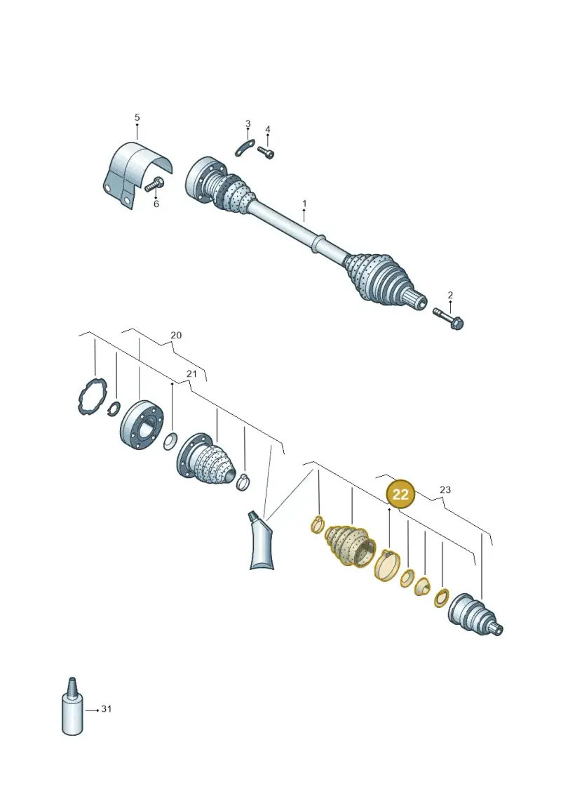 1K0498203 — Audi A3 Sportback (2016-2020) diagram 890407300, position 22