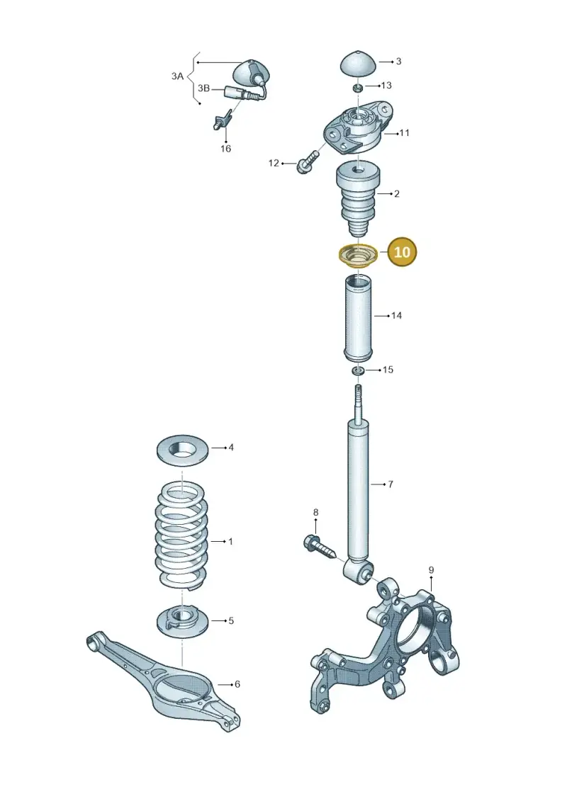 1K0513167 — Audi A3 Sportback (2008-2013) diagram 412511200, position 10