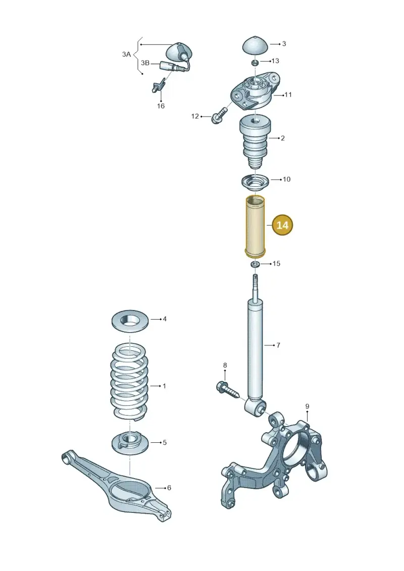 1K0513425 — Audi A3 Sportback (2008-2013) diagram 412511200, position 14