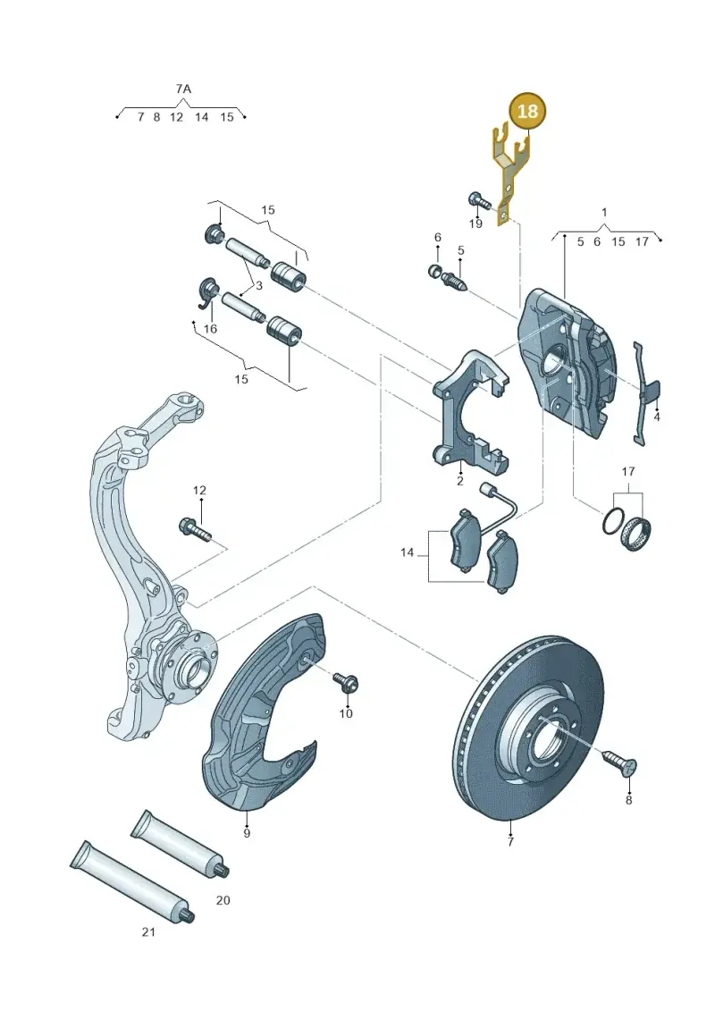 1K0611841A — Audi A3 Sportback (2008-2013) diagram 454615450, position 18