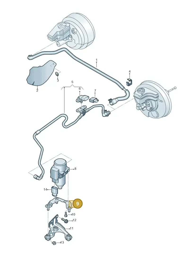1K0612391Q — Audi Q3 quattro (2011-2015) diagram 728611800, position 9