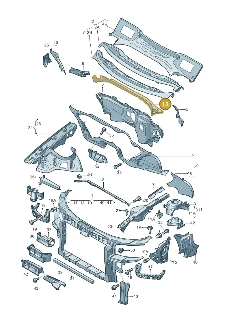 1K0805364 — Audi RS3 Sportback (2011-2012) diagram 412805000, position 13