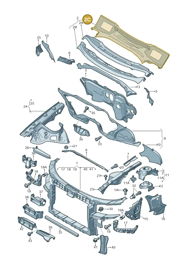 1K0805422C — Audi RS3 Sportback (2011-2012) diagram 412805000, position 2C