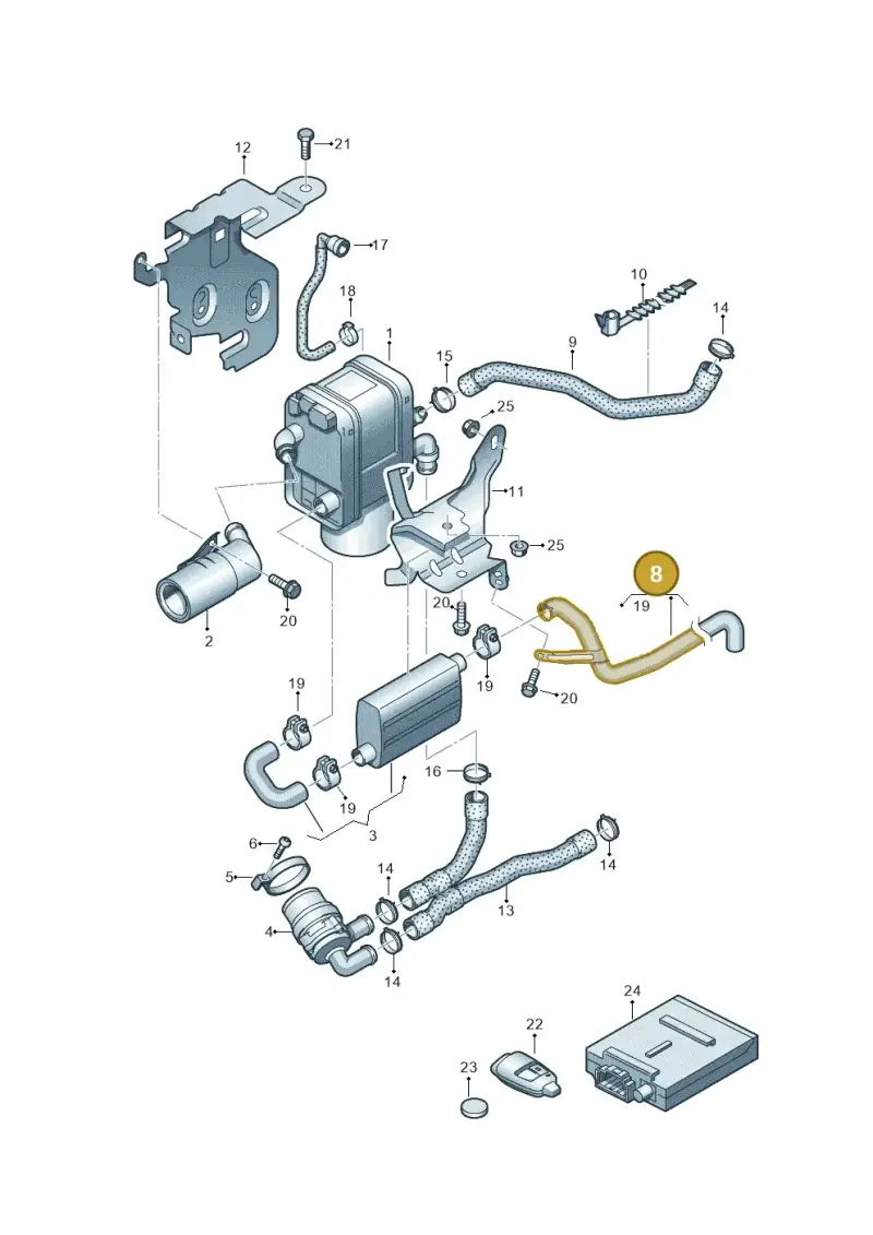 1K0819508R — Audi A3 Sportback (2008-2013) diagram 646819700, position 8