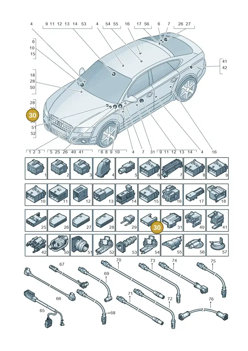 1K0937530 — Audi A7 Sportback (2010-2015) diagram 711971790, position 30